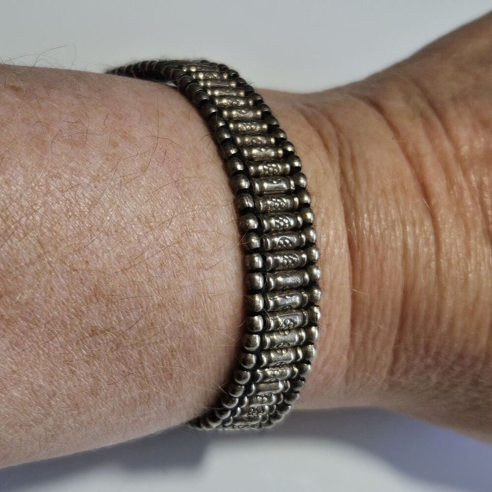 Sterling Silver Handwoven Bracelet 6.5" - Picture 6 of 15